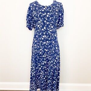 VTG Navy Floral Midi Dress